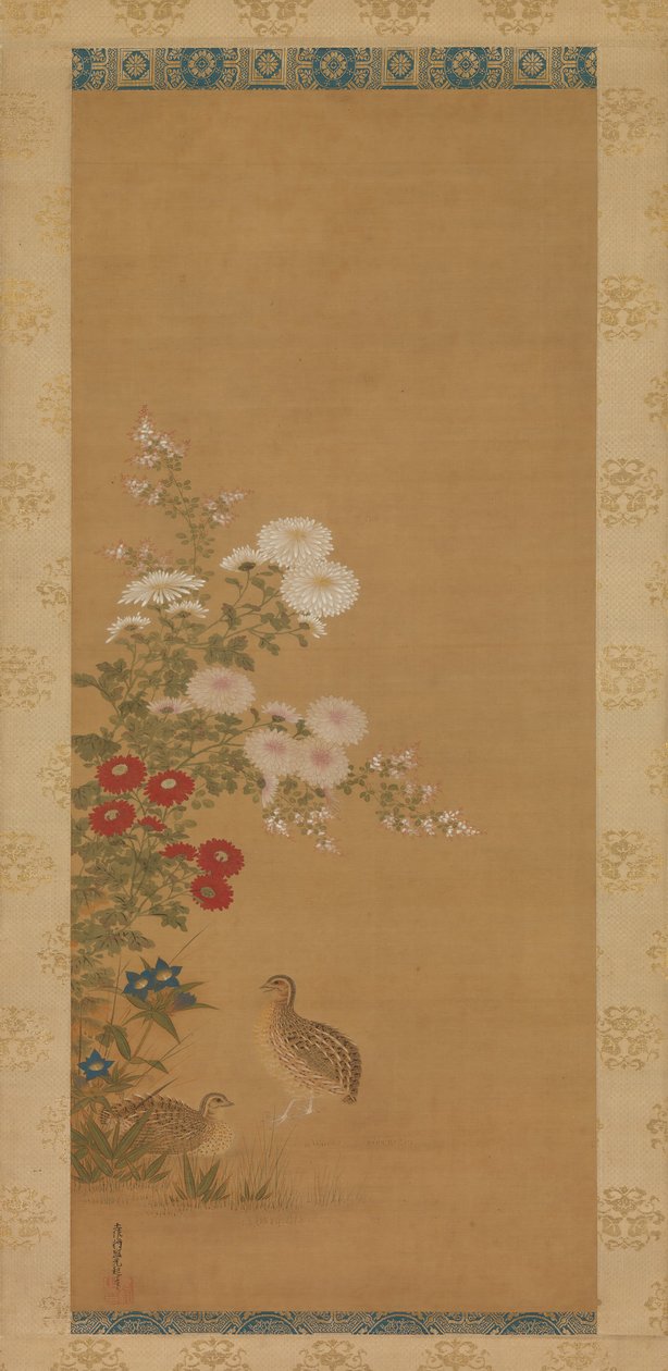 Codorniz y flores de otoño, finales del siglo XVII de Tosa Mitsuoki