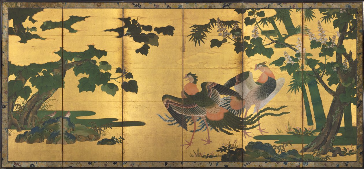 Pavos reales y fénixes, finales de 1500 de Tosa Mitsuyoshi