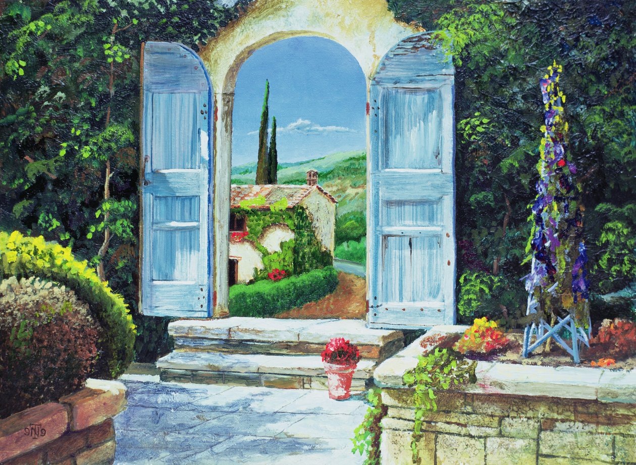 Puerta con postigos, Volterra, Italia de Trevor Neal