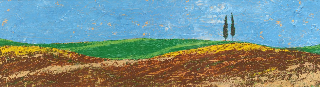 Dos árboles, colinas onduladas, Toscana, 2005 de Trevor Neal