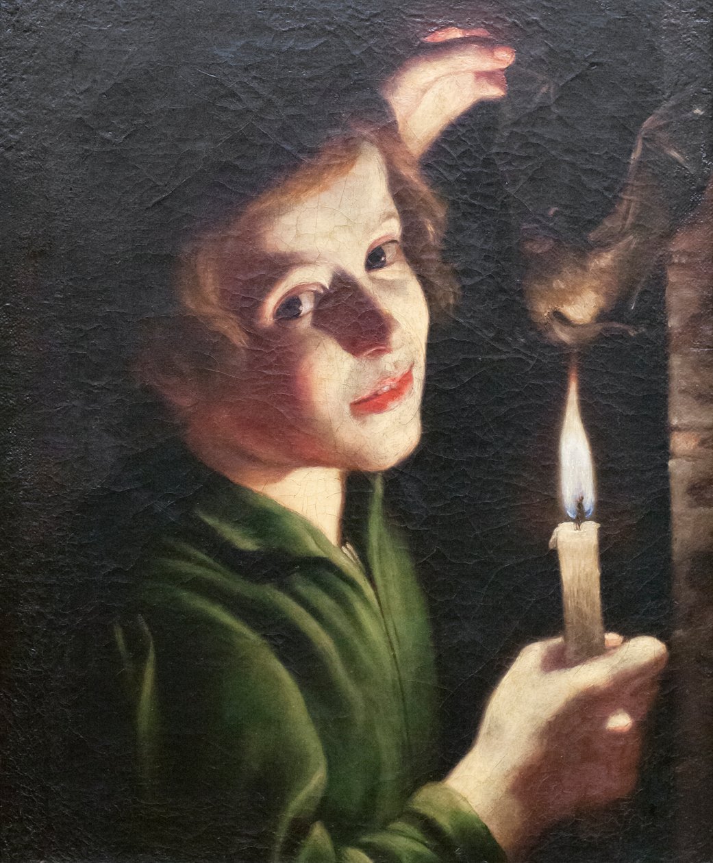 Niño con un bate en la mano (pintura) de Trophime Bigot
