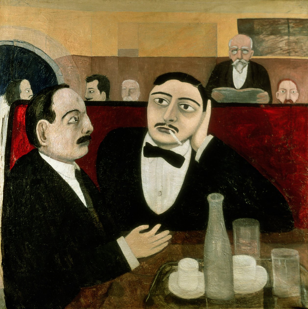 Los intelectuales en el Café Rotonde, 1916 de Tullio Garbari