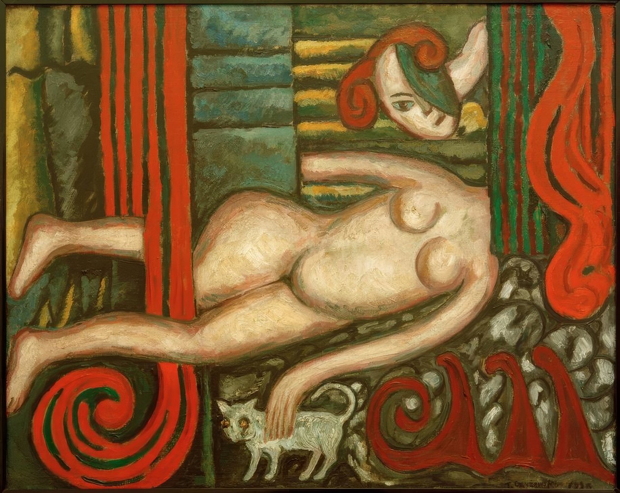 Desnudo con gato de Tytus Czyzewski