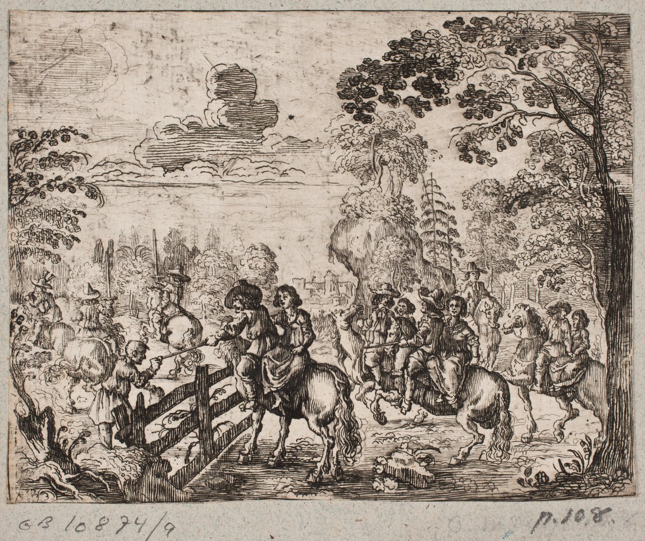Escena de bosque con jinetes de Ubekendt