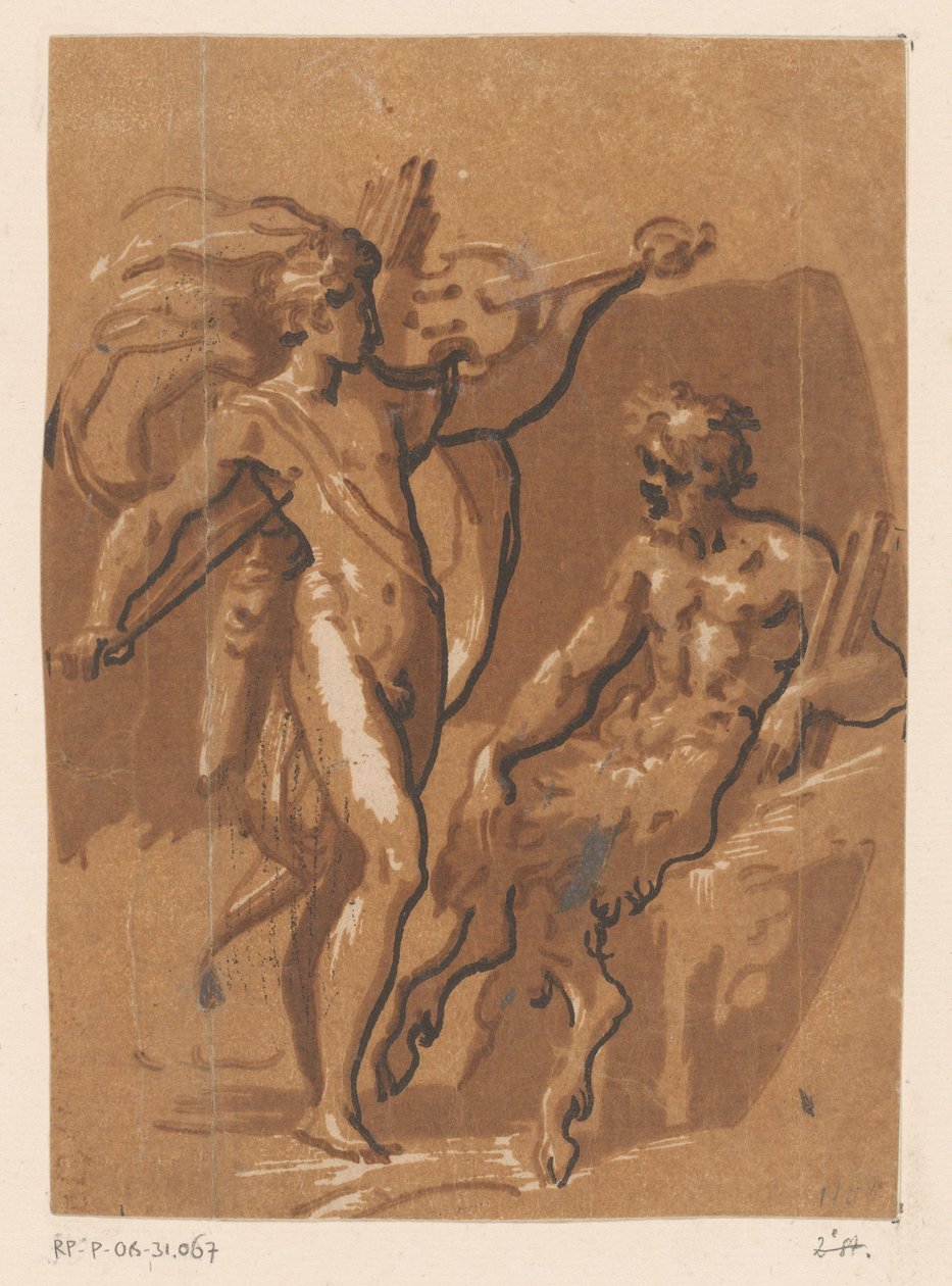 Partido entre Apolo y Marsyas de Ugo da Carpi (possibly)