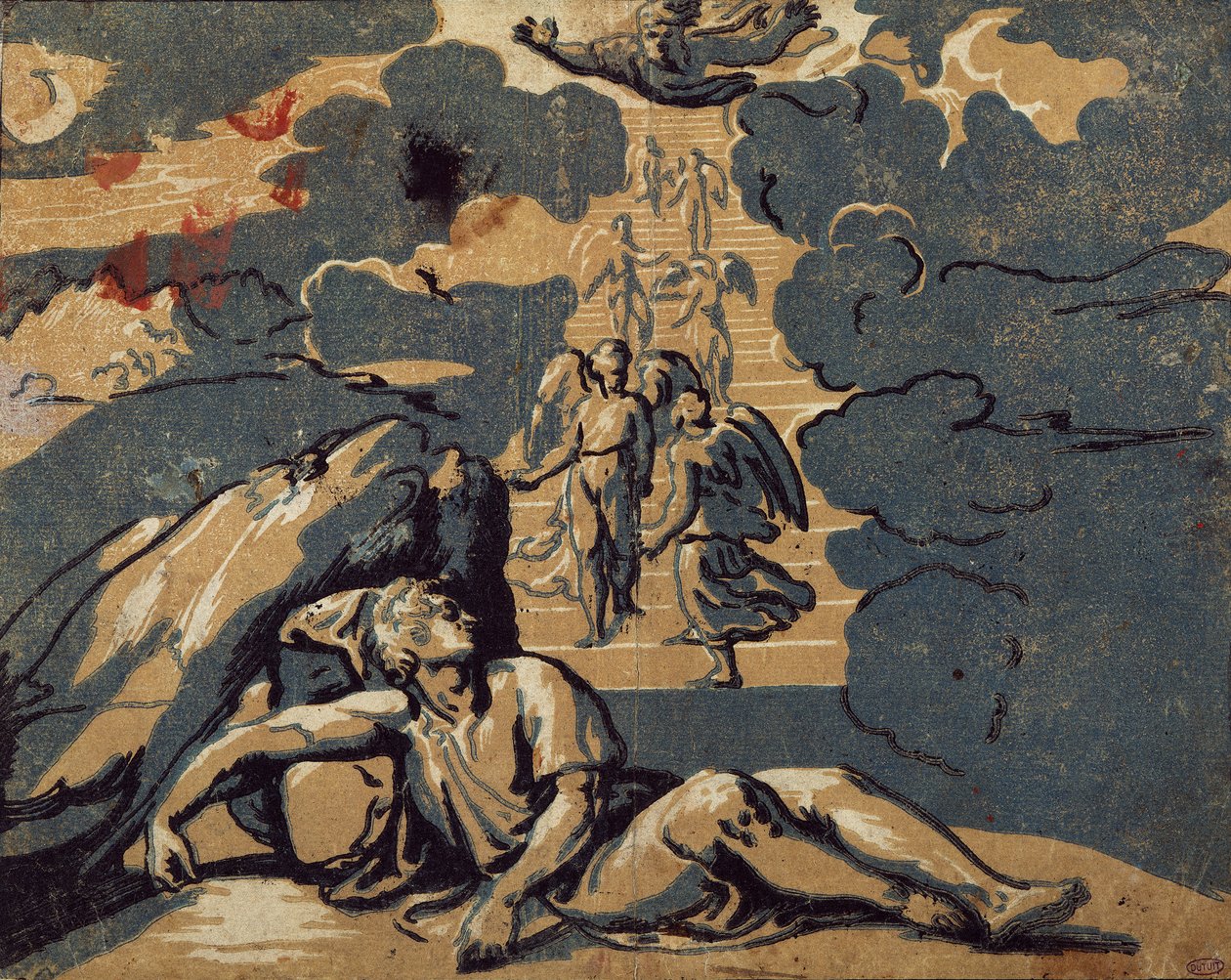 El sueño de Jacob (grabado) de Ugo da Carpi