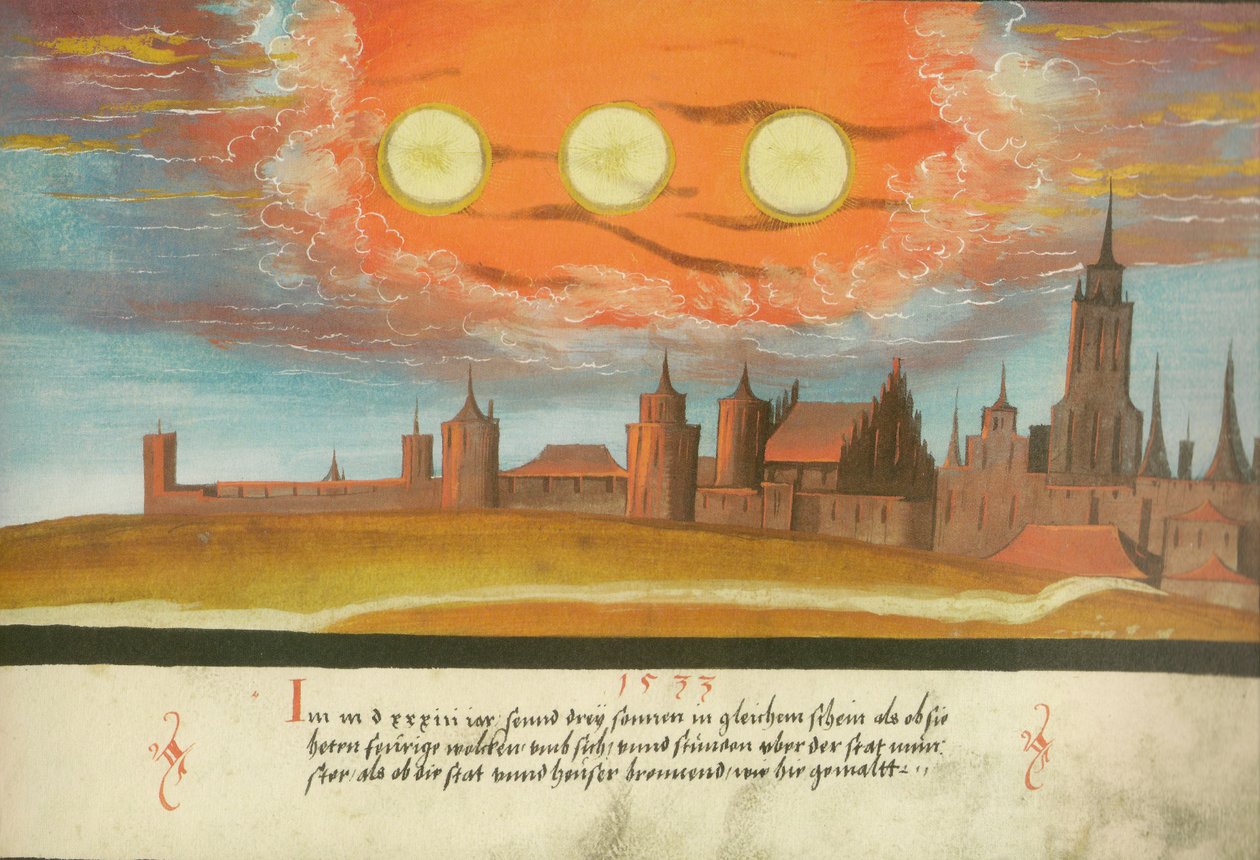 Augsburger Wunderzeichenbuch — Folio 131 Parhelio sobre Münster de Unbekannt Unbekannt
