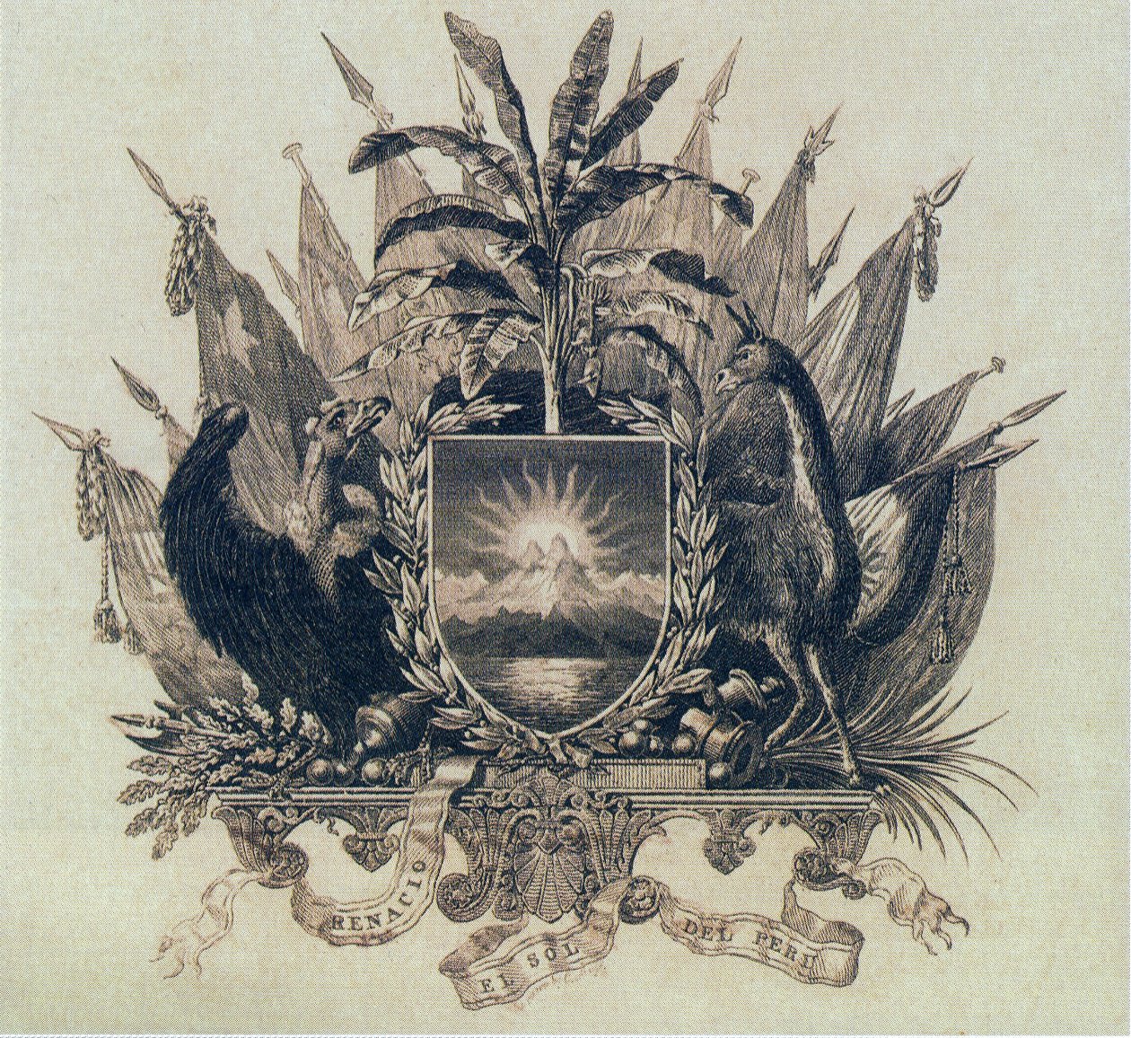 Escudo de la República del Perú creado por San Martín el 21 de octubre de 1821 de Unbekannt Unbekannt