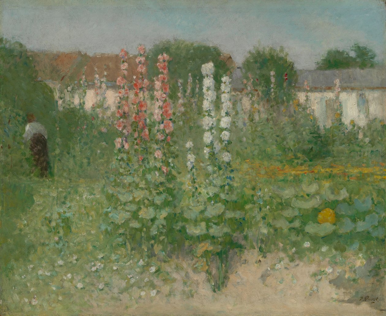 Jardín con malvarrosas de Unbekannt Unbekannt