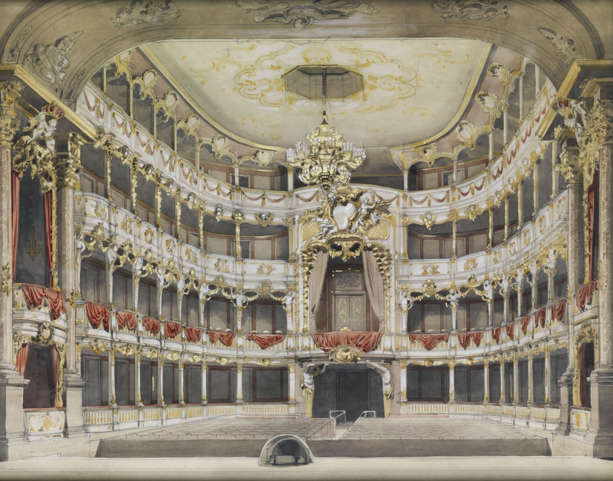 Interior del Teatro de la Residencia en Múnich (Teatro Cuvilliés) de Unbekannt Unbekannt