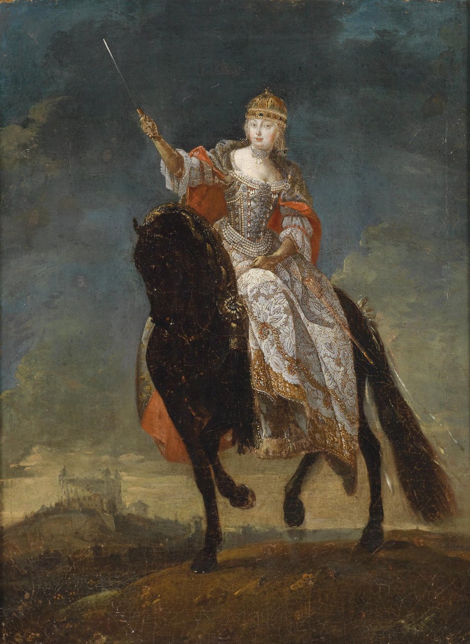 María Teresa como reina de Hungría en la colina de coronación en Pressburg de Unbekannt Unbekannt