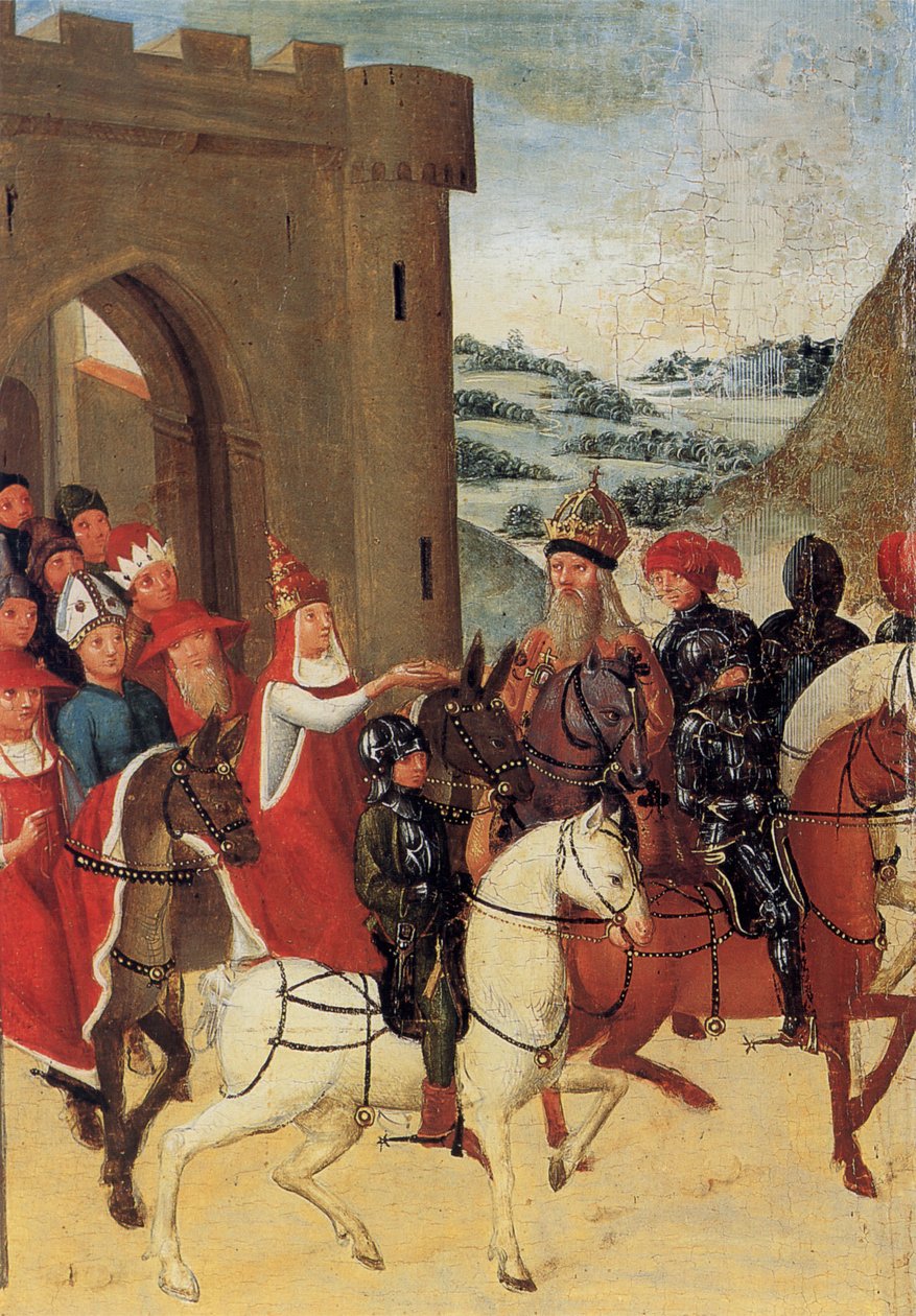 El papa y el emperador dejan Mantua con sus partes de la reliquia de Unbekannt Unbekannt