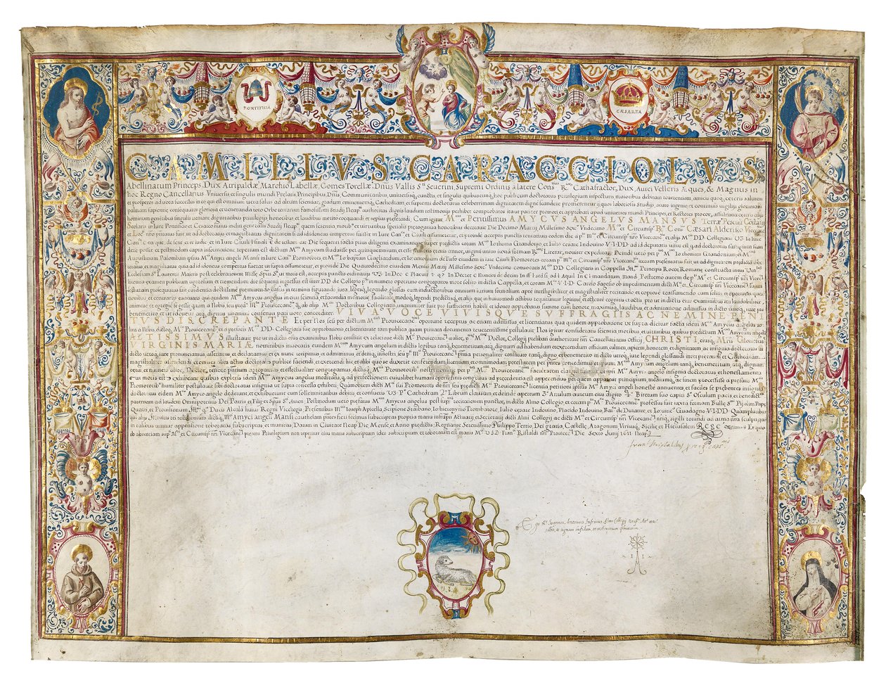 Certificado de honor, emitido por Camillo Caracciolo de Unbekannt Unbekannt