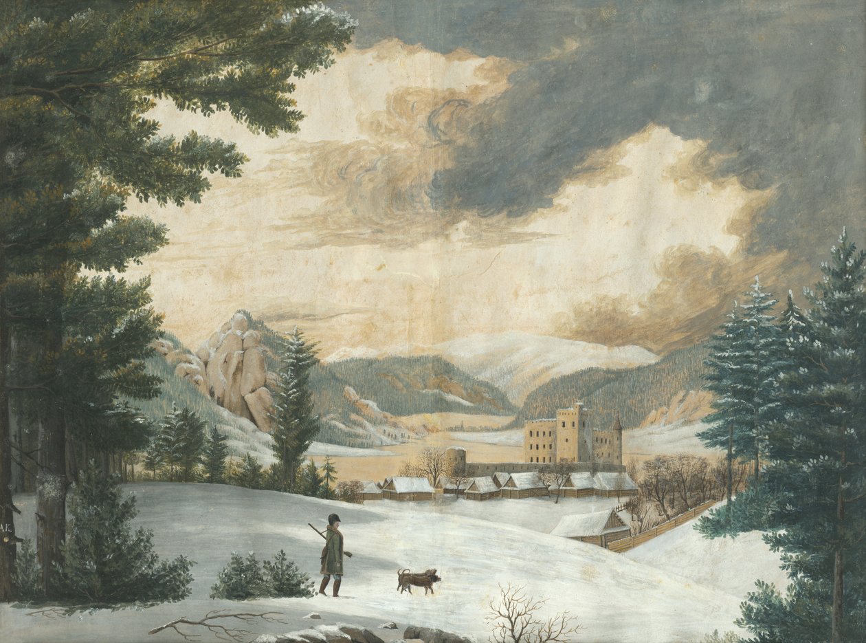Paisaje invernal con cazador de Unbekannt Unbekannt