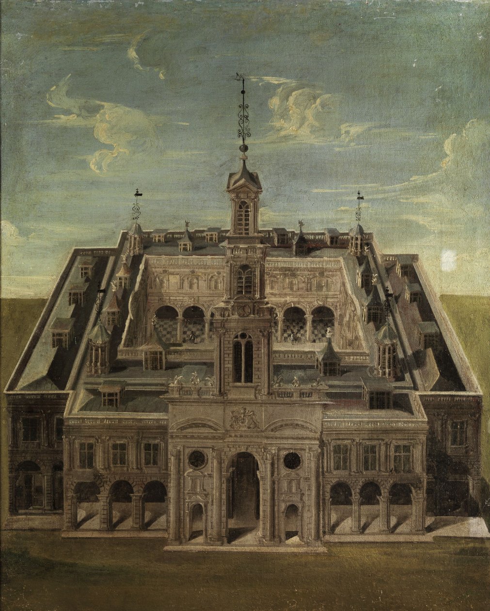 Castillo desde una vista aérea. Pintor de arquitectura del siglo XVII de Unbekannt Unbekannt