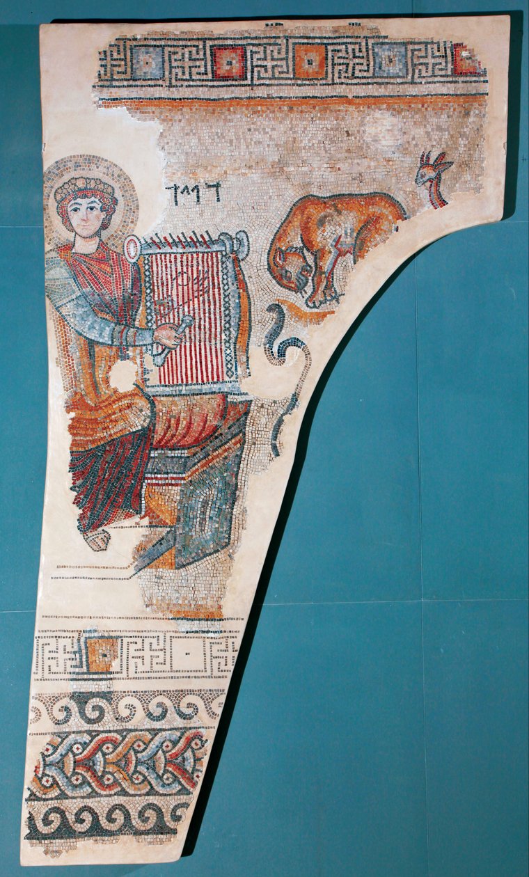 El rey David como Orfeo en un mosaico de sinagoga de Unbekannt Unbekannt