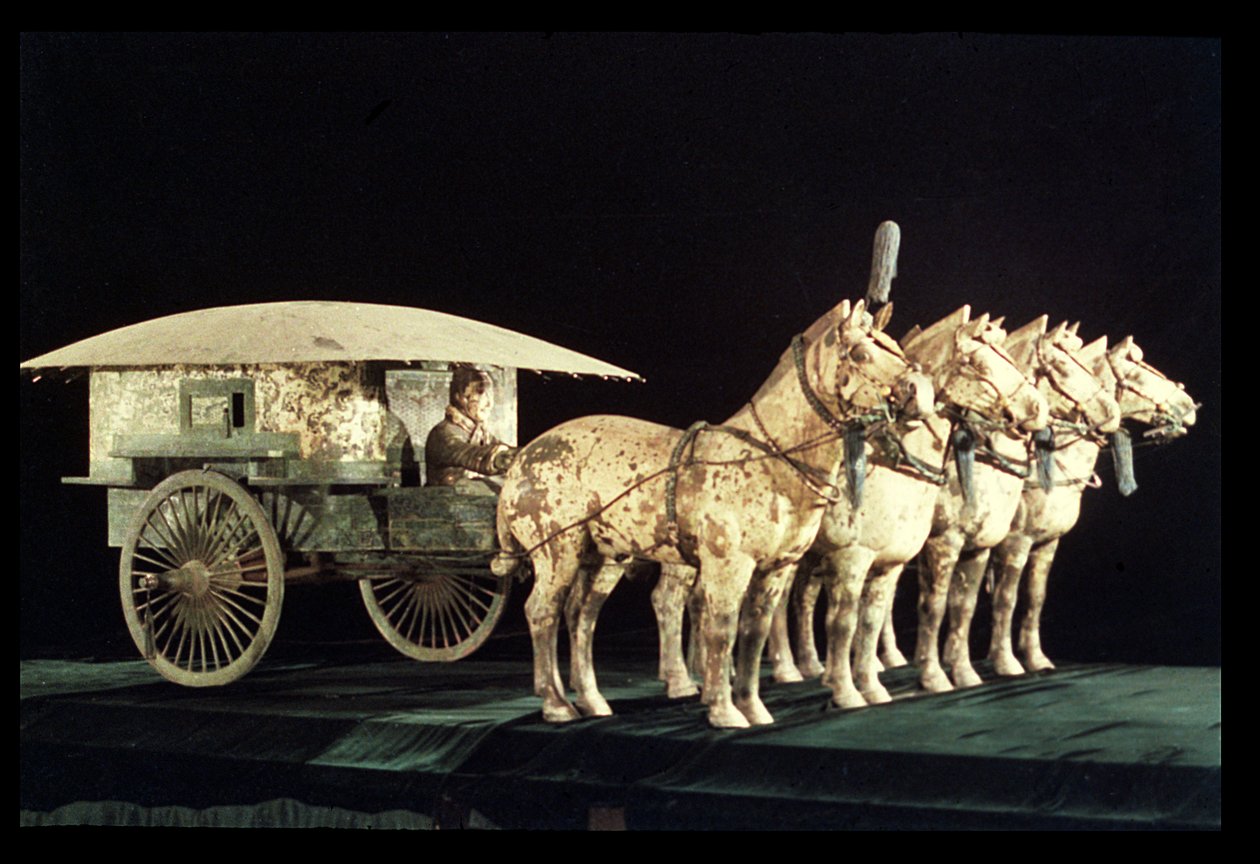 Ejército de terracota, dinastía Qin, 210 a.C.; caballos y carro de Unbekannt Unbekannt