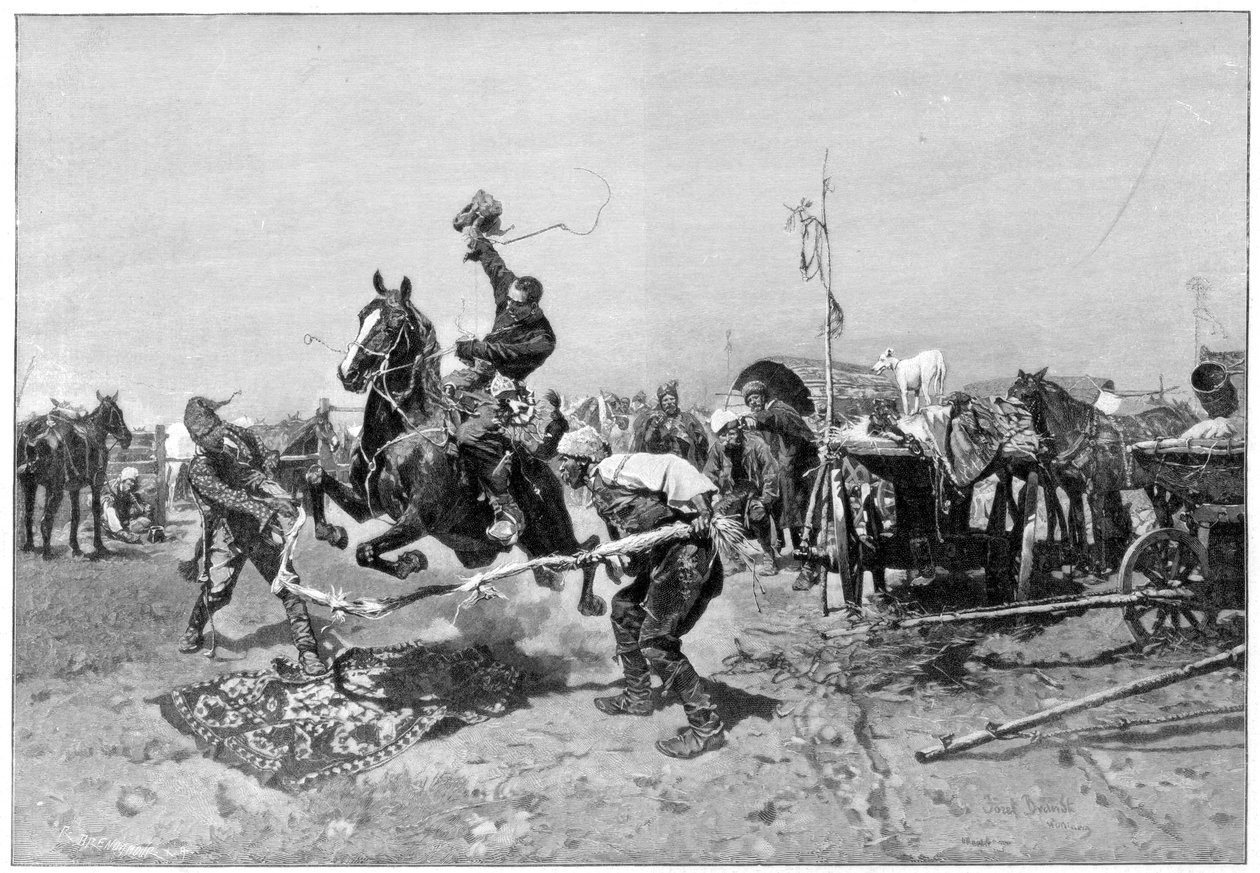 Una feria de caballos rusa, 1894 de Unbekannt