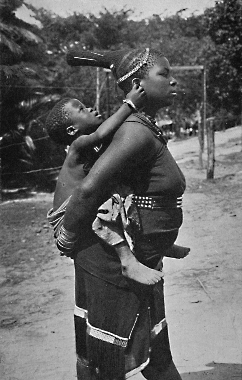 Una mujer zulú y su hijo, 1902 de Unbekannt