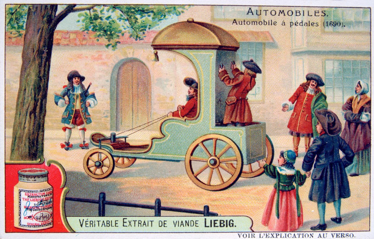 Un coche con pedales, 1690, c1900 de Unbekannt