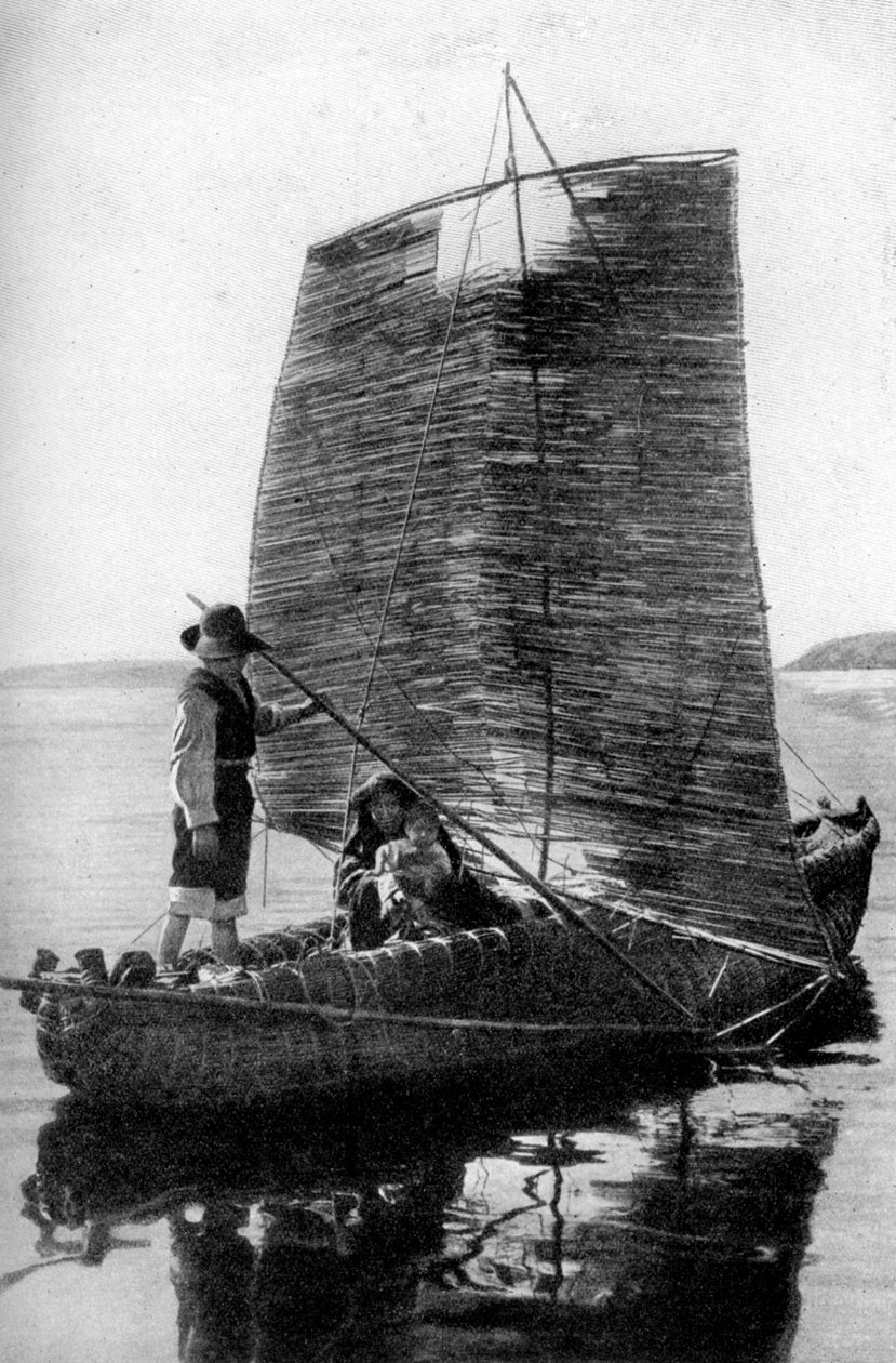 Una embarcación de vela de totora, Bolivia de Unbekannt