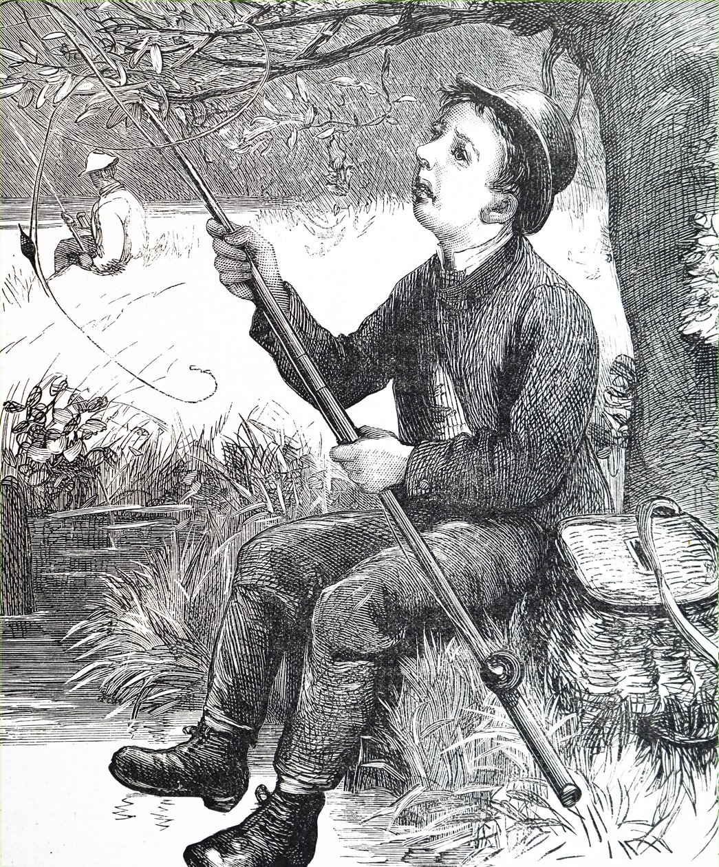 Un niño pescando de Unbekannt