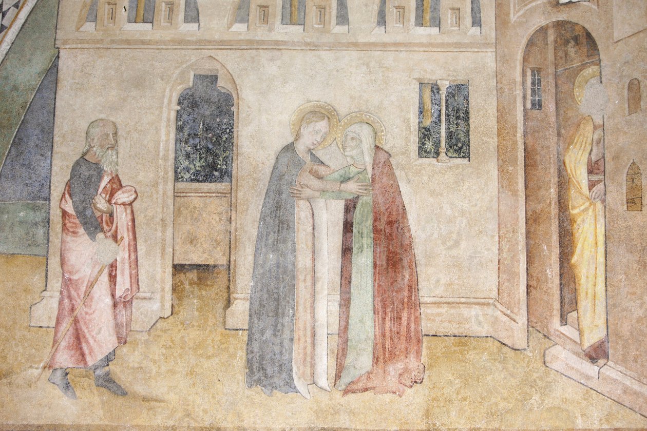 Fresco de la iglesia de la abadía de Abondance: la Visitación, Abondance, Francia de Unbekannt