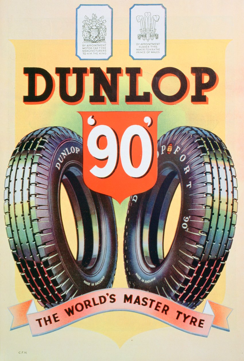 Anuncio de neumáticos Dunlop 90, 1935 de Unbekannt