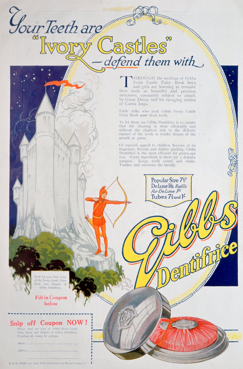 Anuncio de Dentífrico Sólido de Gibbs, 1922 de Unbekannt