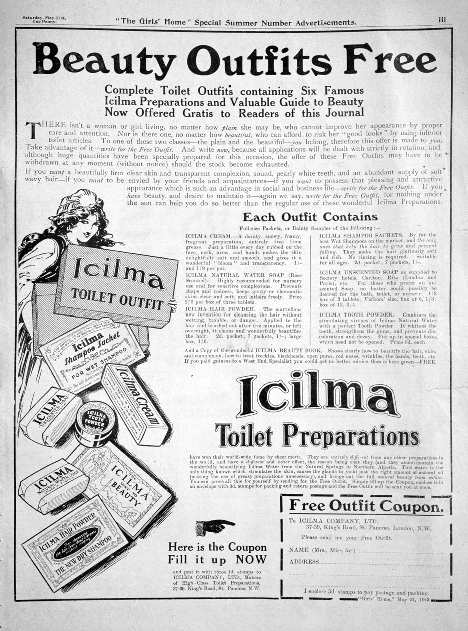 Anuncio de Preparaciones de Tocador Icilma de Unbekannt