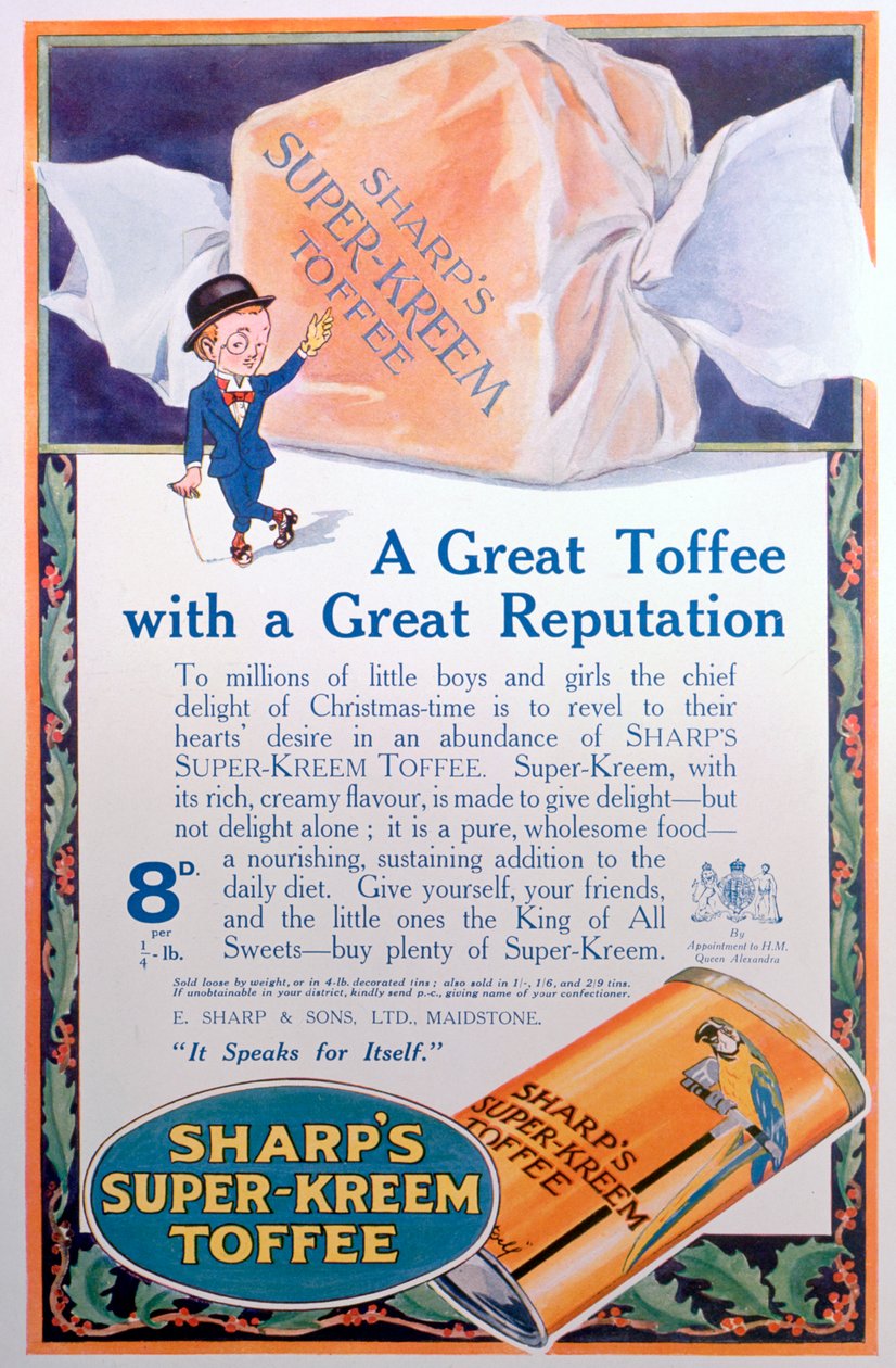 Anuncio de Sharps Super-Kreem Toffee, 1922 de Unbekannt