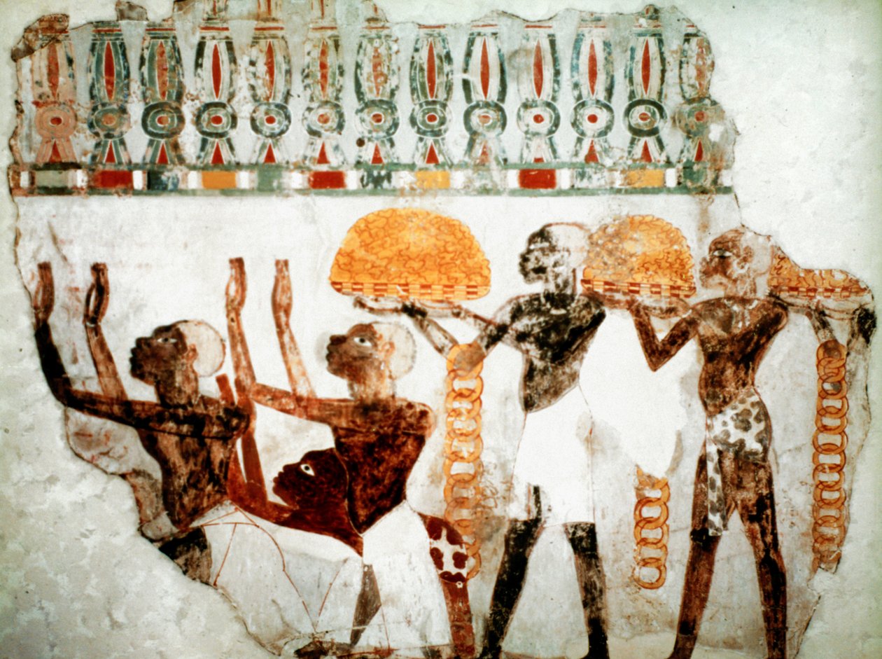 Africanos llevando oro, c1400 a.C. de Unbekannt