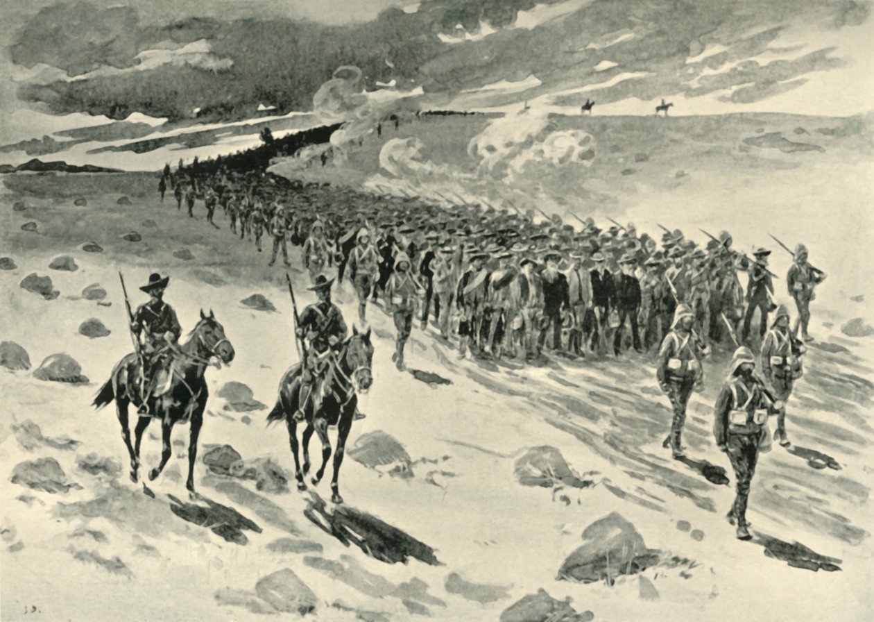 Después de Paardeberg: Prisioneros bóer en marcha, 1901 de Unbekannt
