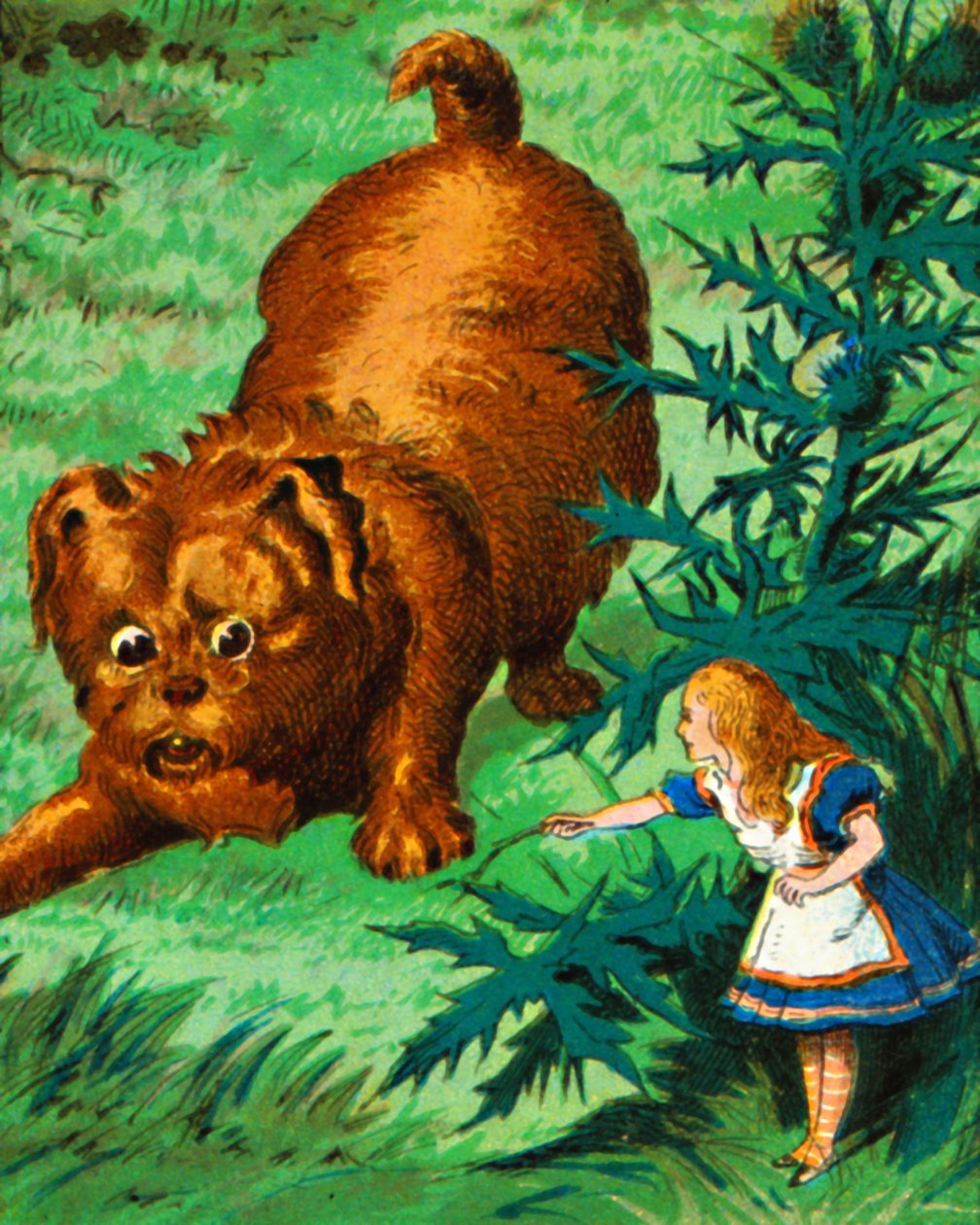 Alicia se encuentra con un cachorro muy grande, c. 1900 de Unbekannt