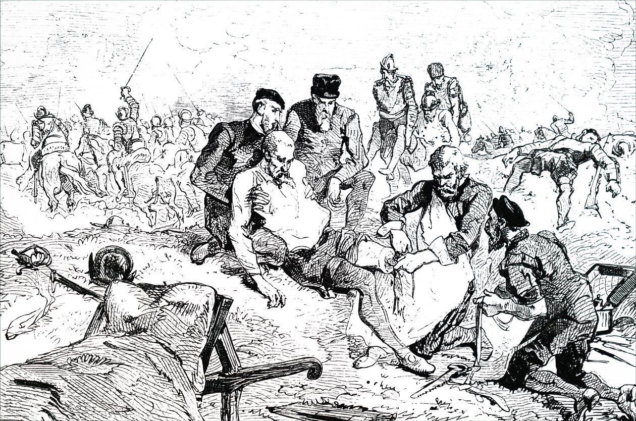 Ambroise Paré atando arterias después de la amputación de Unbekannt