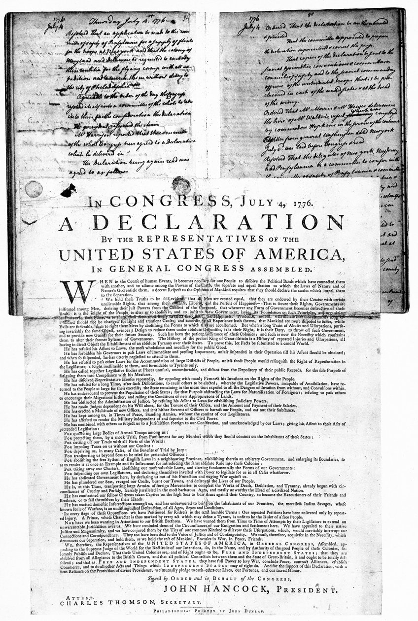 Declaración de Independencia de los Estados Unidos, 4 de julio de 1776 de Unbekannt