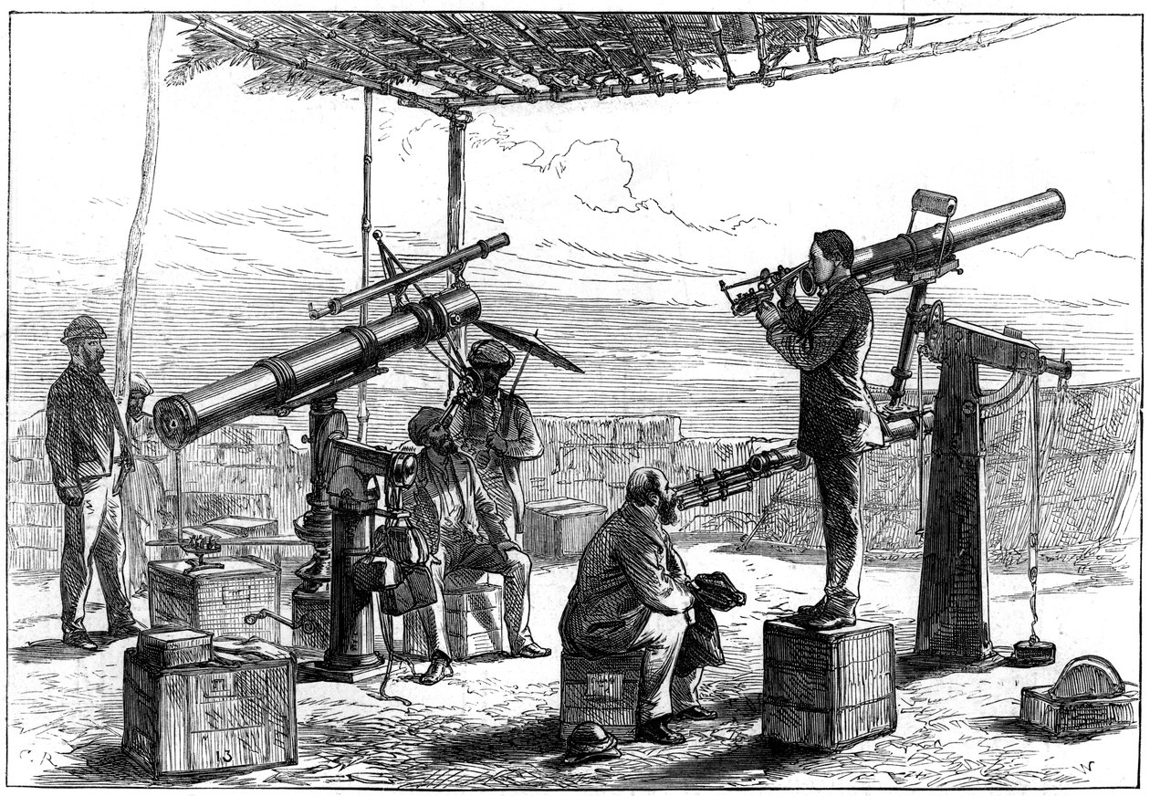 Astrónomos esperando un eclipse, India, 1872 de Unbekannt
