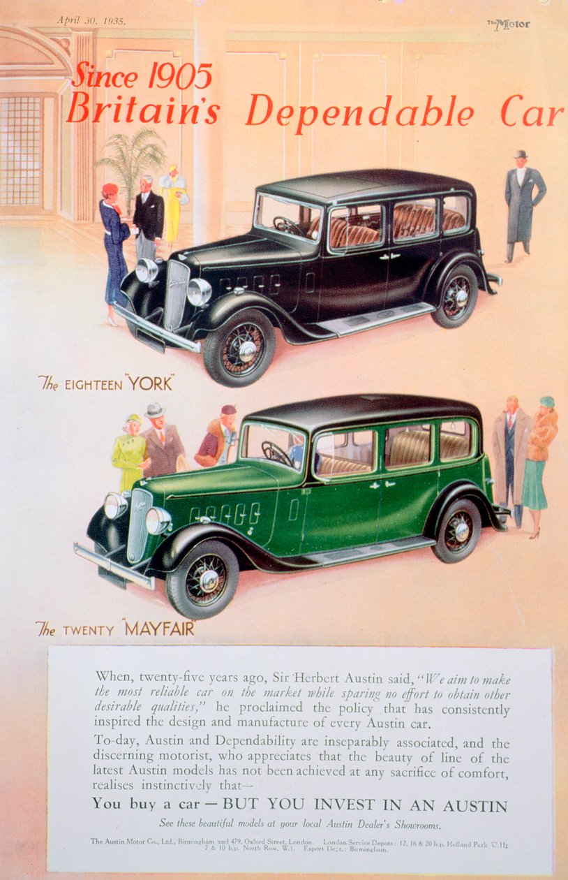 Anuncio de coche Austin, 1935 de Unbekannt