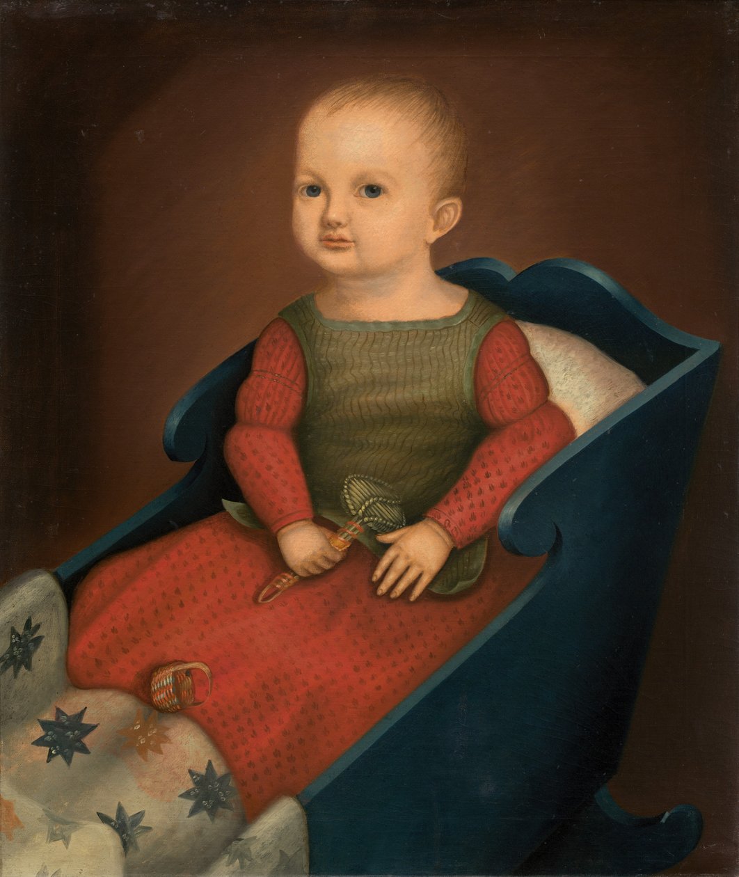 Bebé en cuna azul, c. 1840 de Unbekannt
