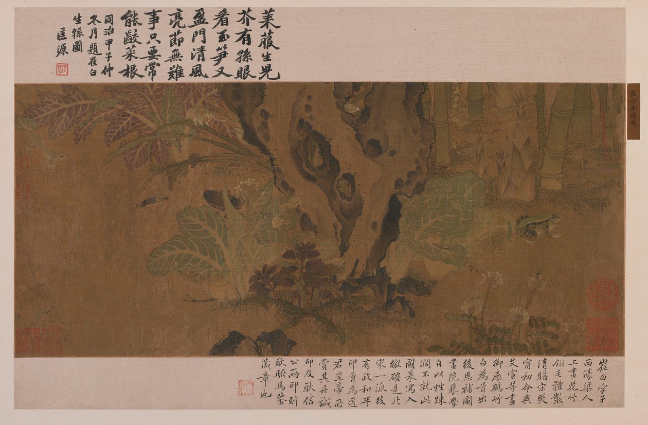 Bambú, rana e insectos, dinastía Ming, 1368-1644 de Unbekannt