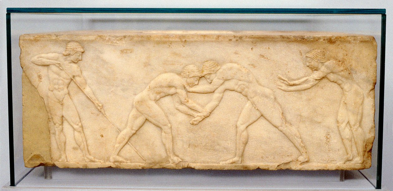Friso en bajorrelieve de luchadores, c500 a.C. de Unbekannt
