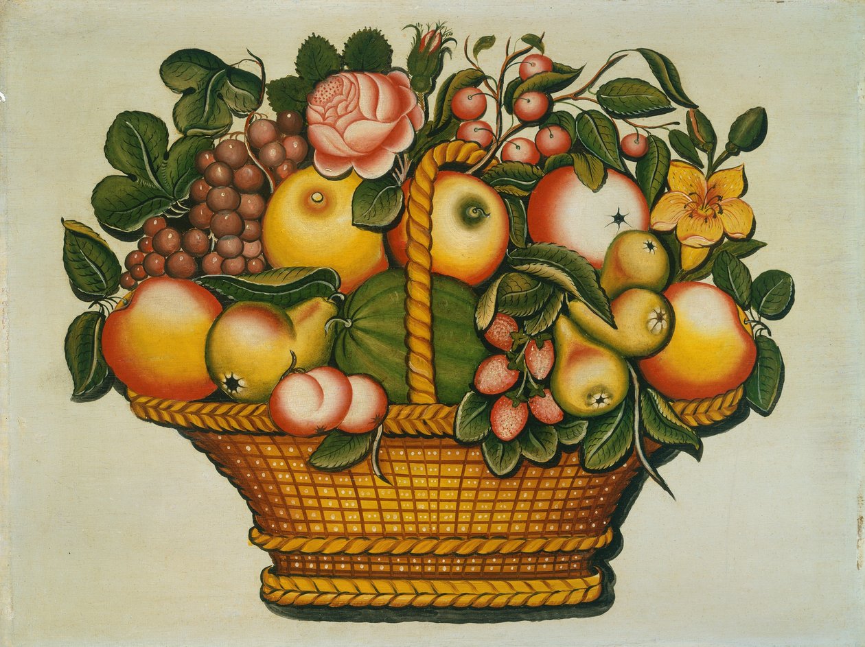Cesta de Frutas con Flores de Unbekannt