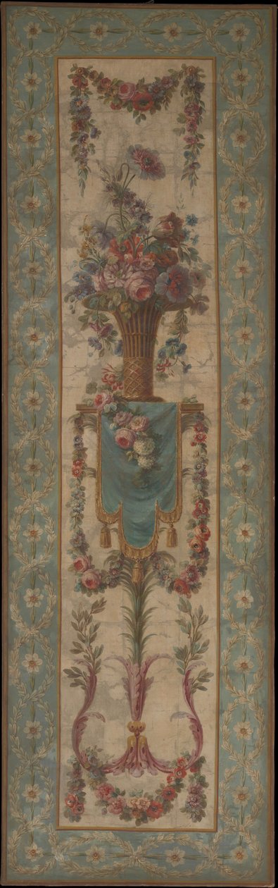 Cesta de flores con guirnaldas de Unbekannt