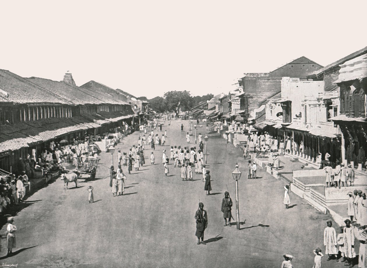 Escena de bazar, barrio nativo, Calcuta, India de Unbekannt