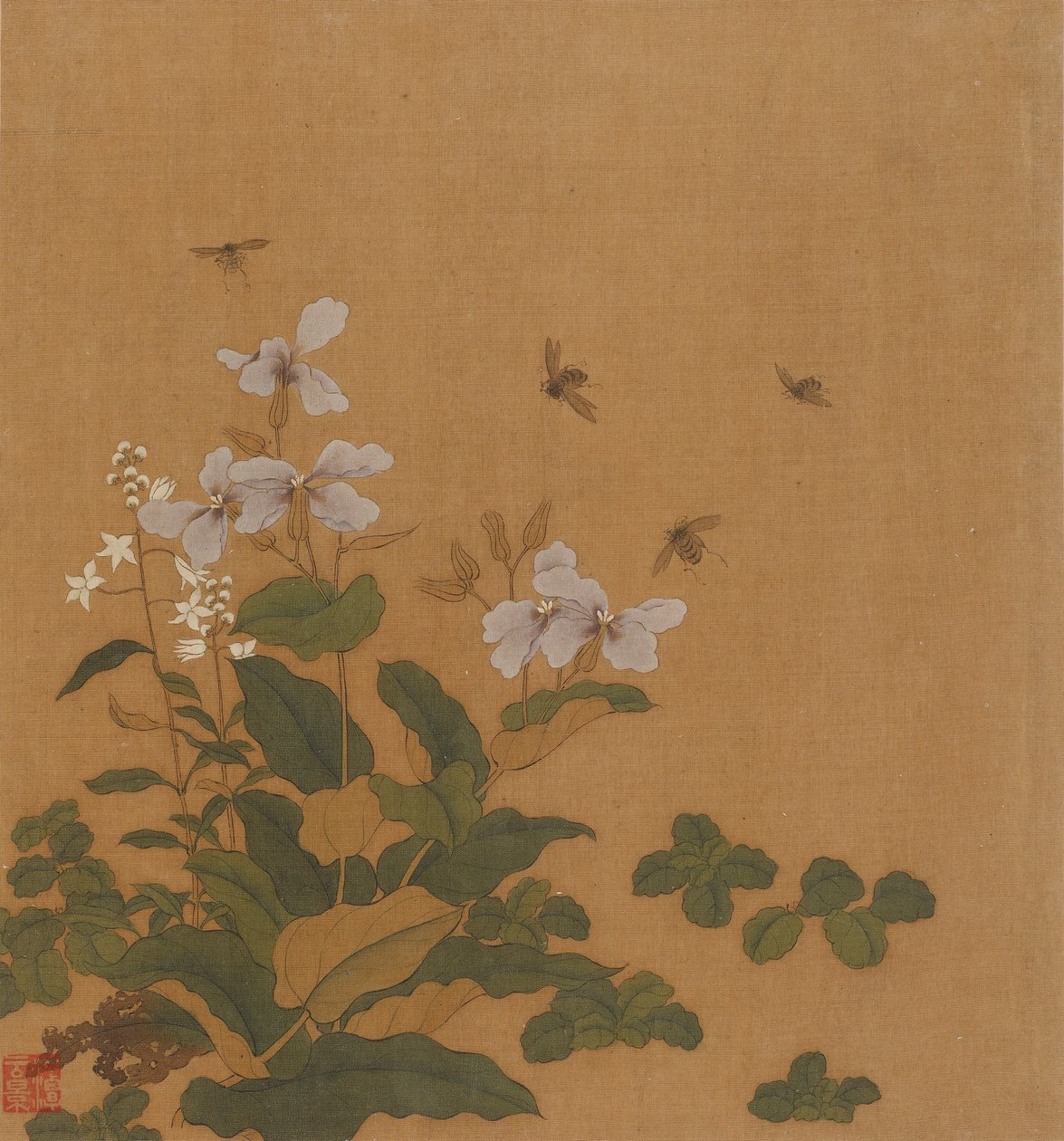 Abejas revoloteando sobre flores, dinastía Qing, siglo XVIII de Unbekannt