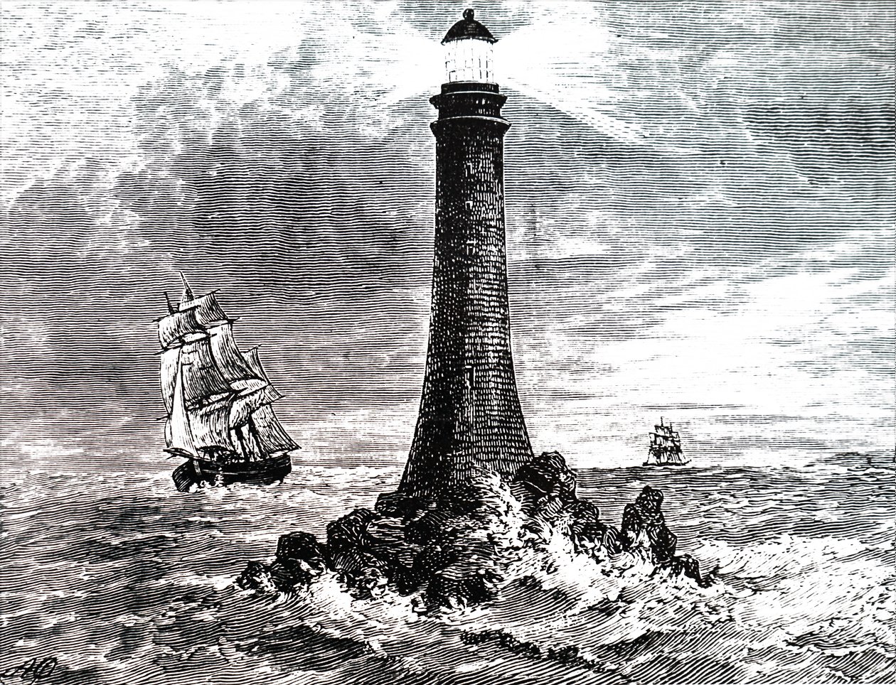 Faro de Bell Rock en una tormenta de Unbekannt