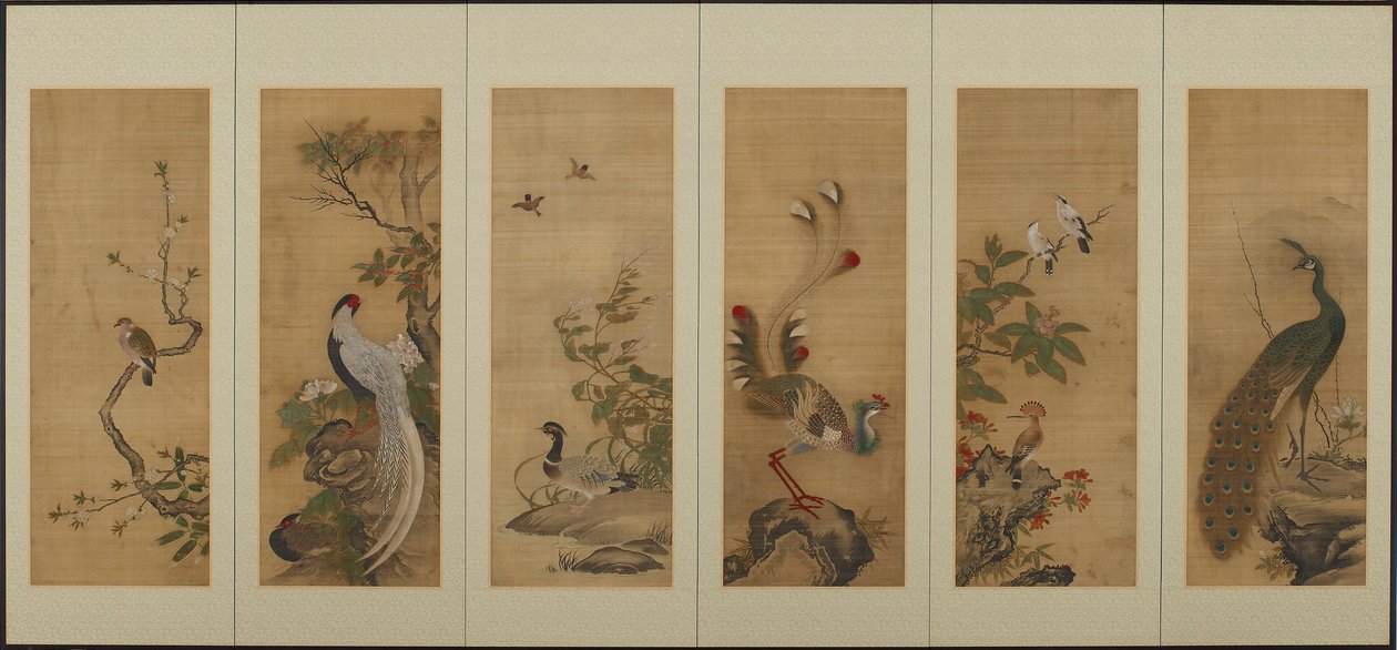 Aves y flores, período Edo, siglo XVIII de Unbekannt
