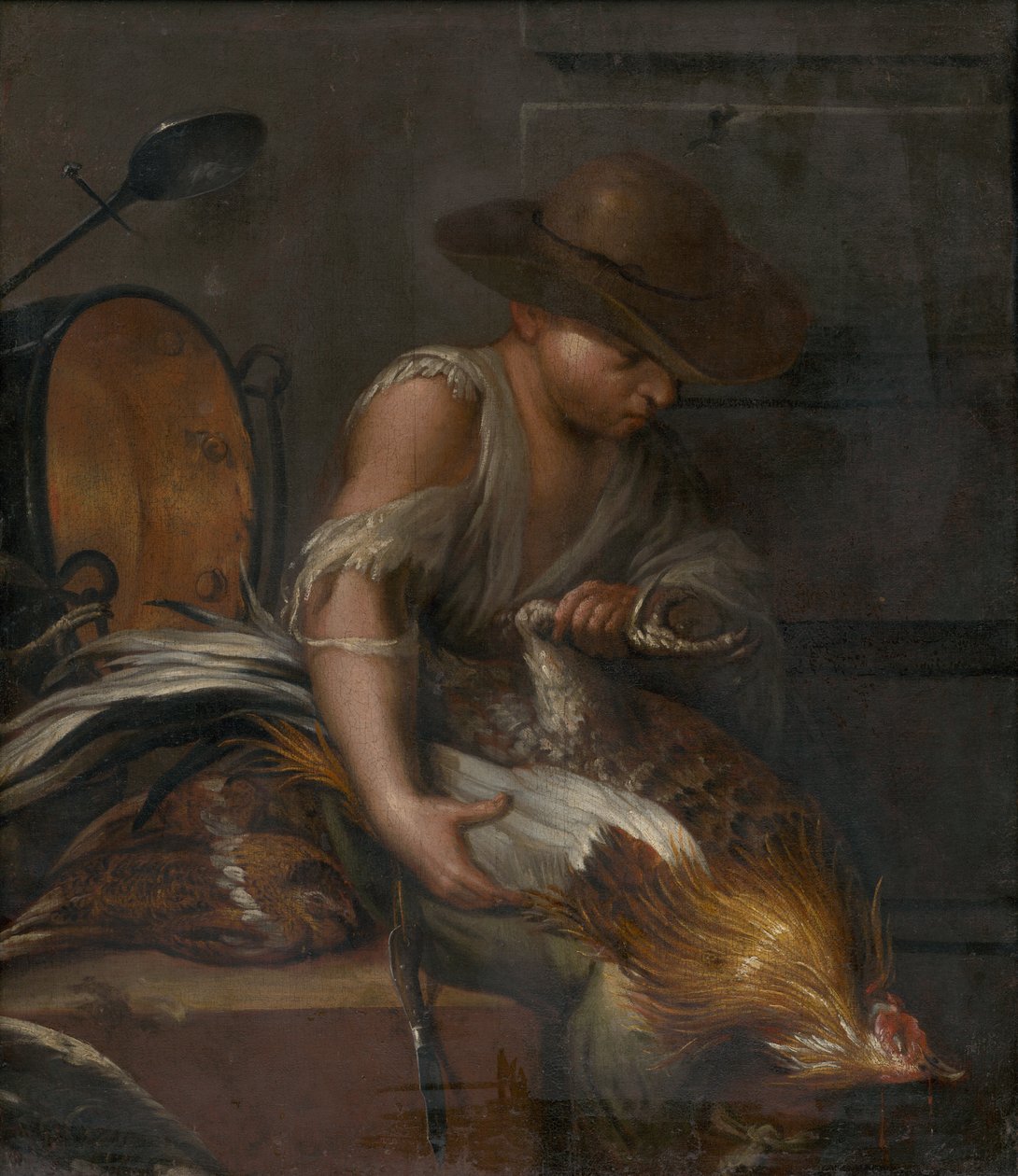 Niño con aves de corral de Unbekannt