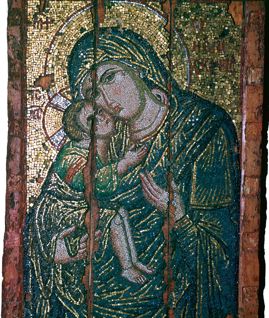 Mosaico bizantino de la Virgen y el Niño, siglo XIV de Unbekannt