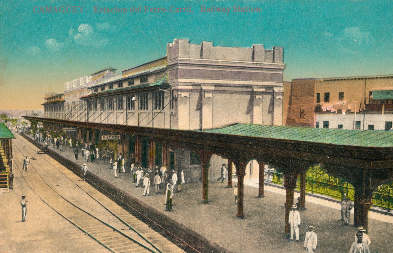 Camagüey. Estación del Ferrocarril. Estación de Ferrocarril, Cuba, c1910s de Unbekannt